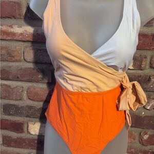 Cupshe Orange and Cream One Piece Swimsuit